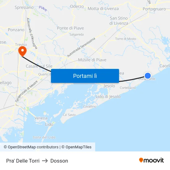 Pra' Delle Torri to Dosson map