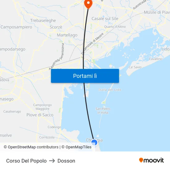 Corso Del Popolo to Dosson map