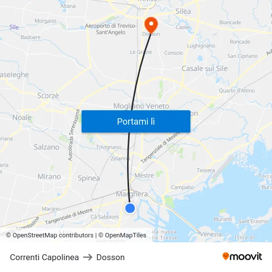 Correnti Capolinea to Dosson map
