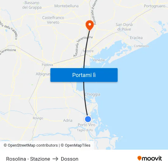 Rosolina - Stazione to Dosson map