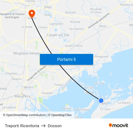 Treporti Ricevitoria to Dosson map