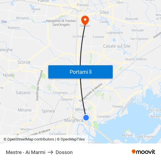 Mestre - Ai Marmi to Dosson map