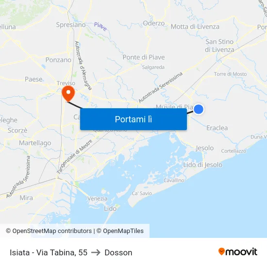 Isiata - Via Tabina, 55 to Dosson map