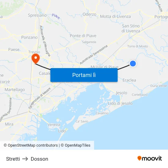 Stretti to Dosson map