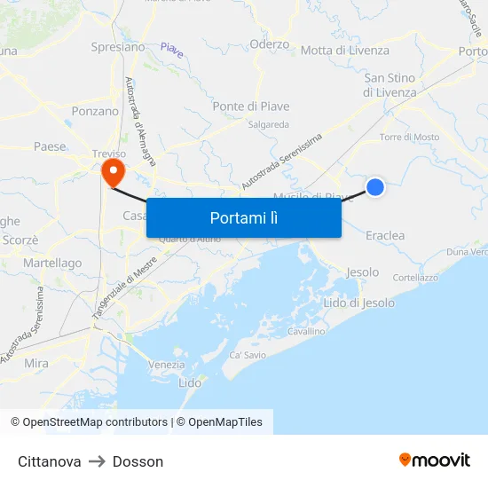 Cittanova to Dosson map
