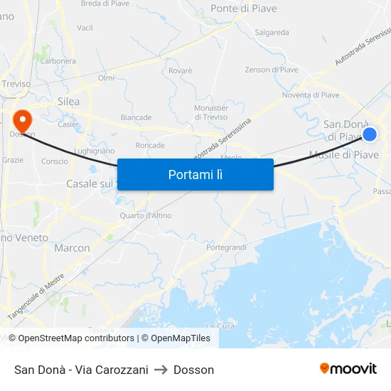 San Donà - Via Carozzani to Dosson map