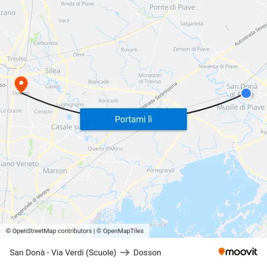 San Donà - Via Verdi (Scuole) to Dosson map