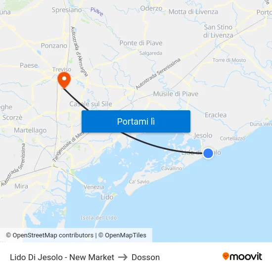Lido Di Jesolo - New Market to Dosson map