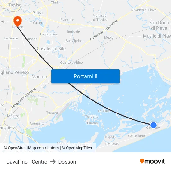 Cavallino - Centro to Dosson map