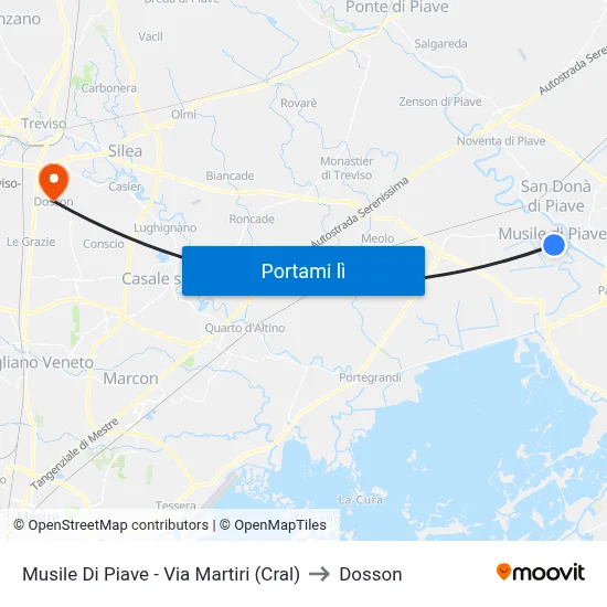Musile Di Piave - Via Martiri (Cral) to Dosson map