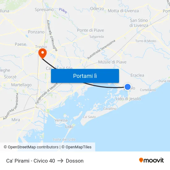 Ca' Pirami - Civico 40 to Dosson map