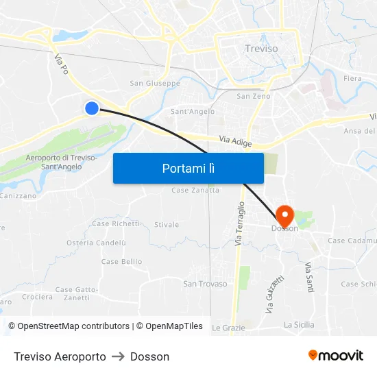 Treviso Aeroporto to Dosson map