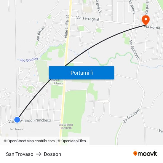 San Trovaso to Dosson map