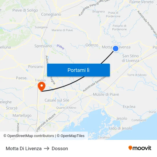 Motta Di Livenza to Dosson map