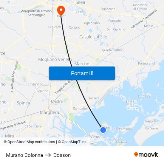 Murano Colonna to Dosson map