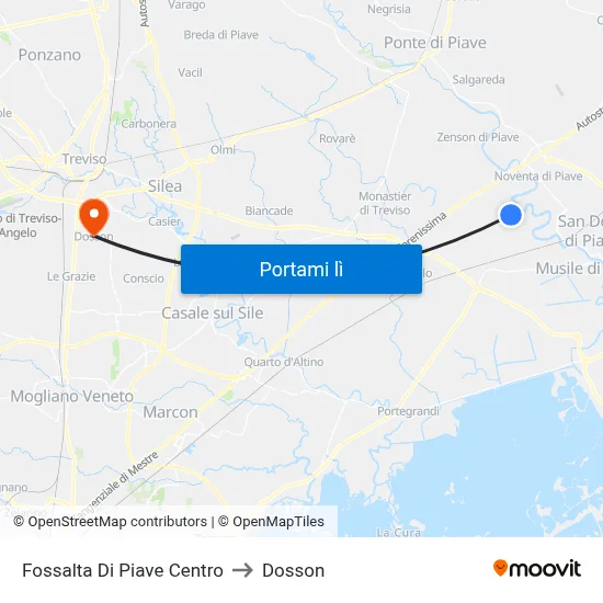 Fossalta Di Piave Centro to Dosson map