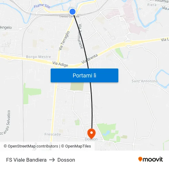 FS Viale Bandiera to Dosson map