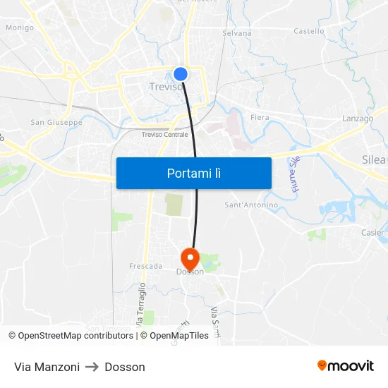 Via Manzoni to Dosson map