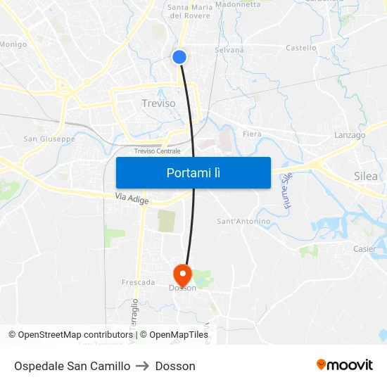 Ospedale San Camillo to Dosson map