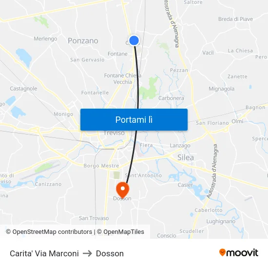 Carita' Via Marconi to Dosson map