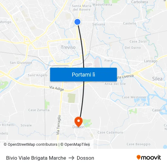 Bivio Viale Brigata Marche to Dosson map