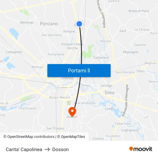 Carita' Capolinea to Dosson map