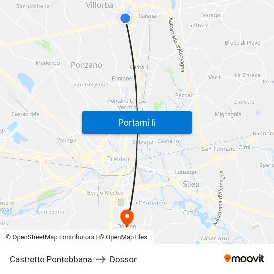 Castrette Pontebbana to Dosson map