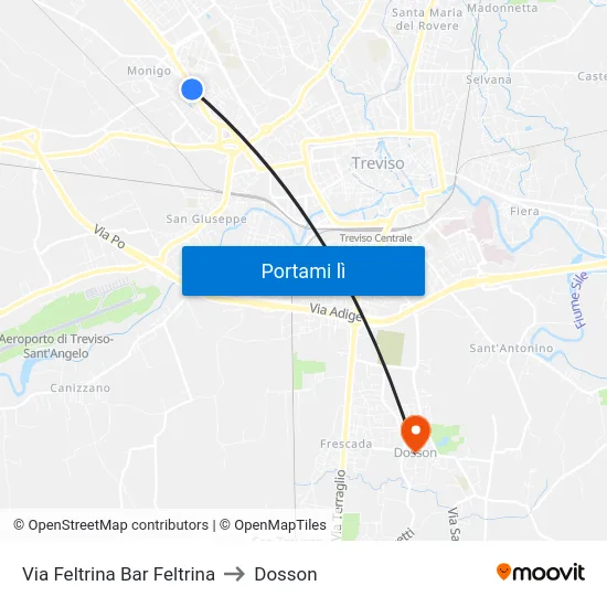 Via Feltrina Bar Feltrina to Dosson map
