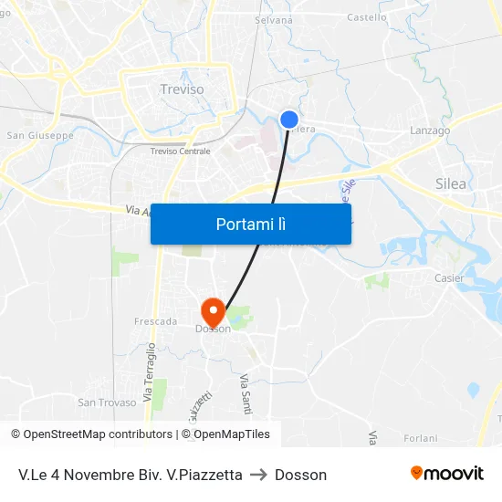 V.Le 4 Novembre Biv. V.Piazzetta to Dosson map