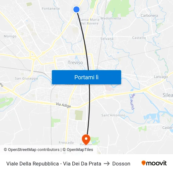 Viale Della Repubblica - Via Dei Da Prata to Dosson map