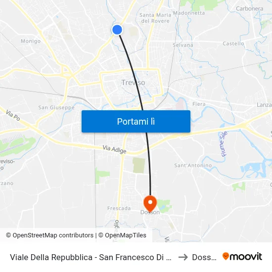 Viale Della Repubblica - San Francesco Di  Sales to Dosson map