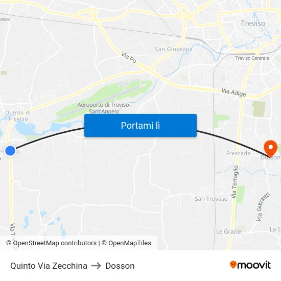 Quinto Via Zecchina to Dosson map