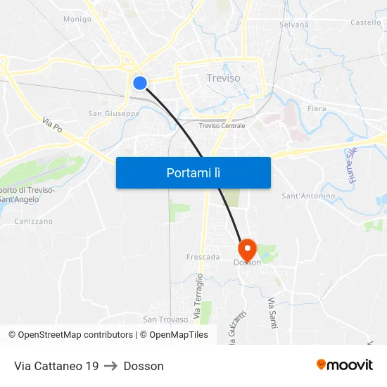 Via Cattaneo 19 to Dosson map