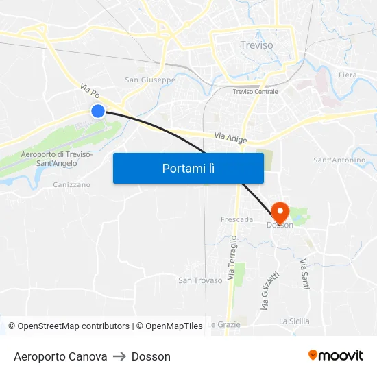 Aeroporto Canova to Dosson map
