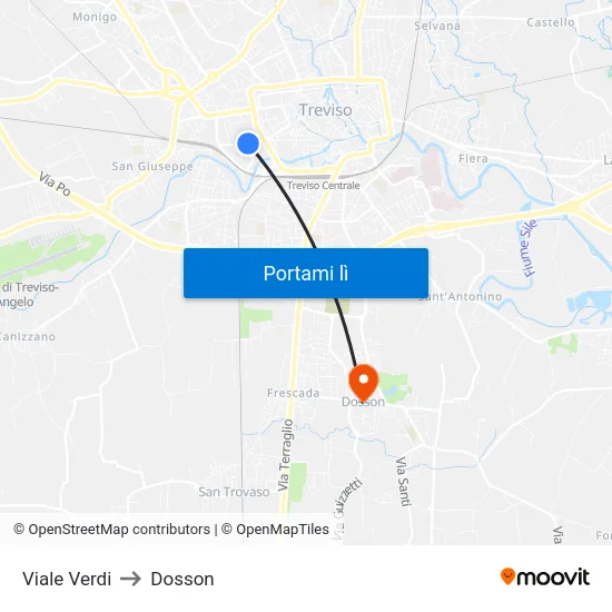 Viale Verdi to Dosson map