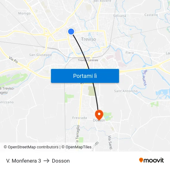 V. Monfenera 3 to Dosson map
