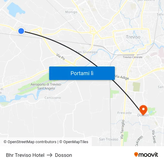 Bhr Treviso Hotel to Dosson map