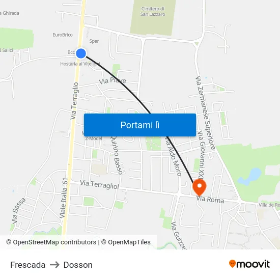 Frescada to Dosson map