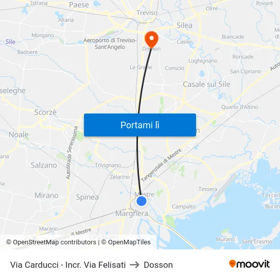 Via Carducci - Incr. Via Felisati to Dosson map