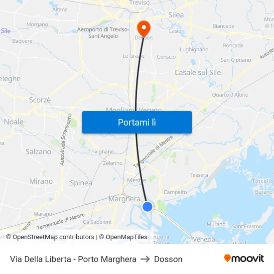 Via Della Liberta - Porto Marghera to Dosson map