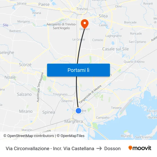 Via Circonvallazione - Incr. Via Castellana to Dosson map