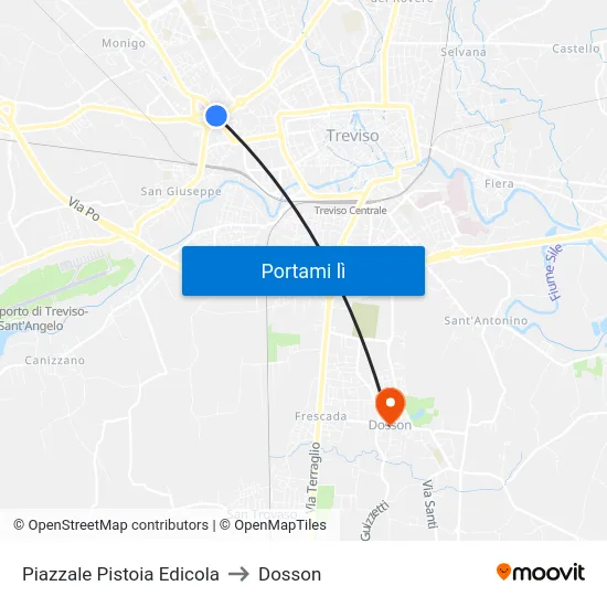 Piazzale Pistoia  Edicola to Dosson map