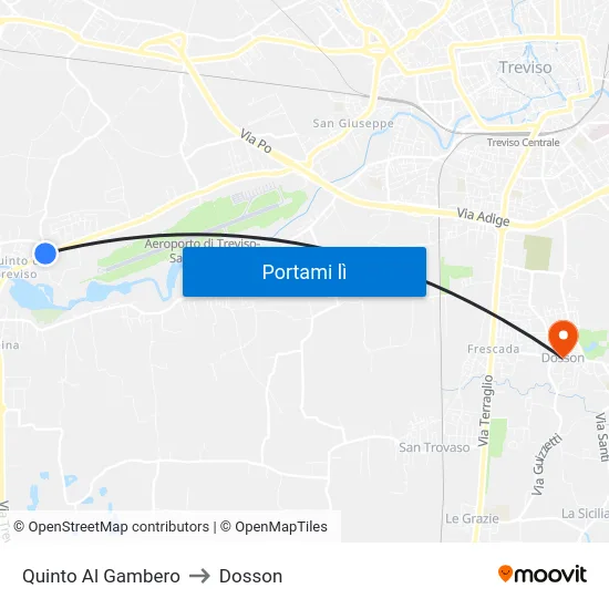 Quinto Al Gambero to Dosson map