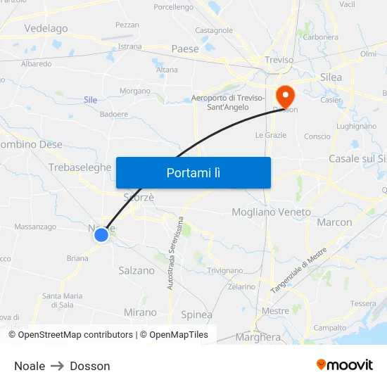 Noale to Dosson map