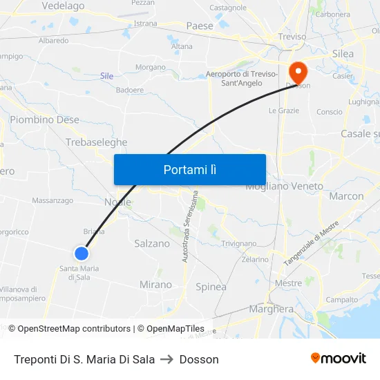 Treponti Di S. Maria Di Sala to Dosson map