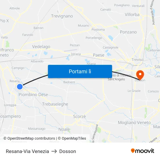 Resana-Via Venezia to Dosson map