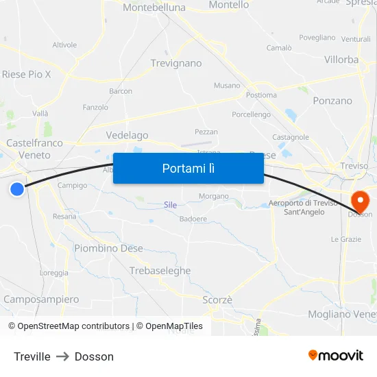 Treville to Dosson map