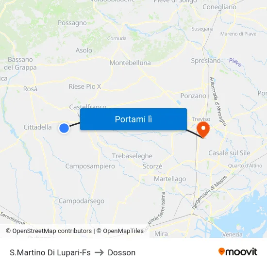 S.Martino Di Lupari-Fs to Dosson map