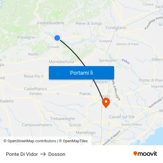 Ponte Di Vidor to Dosson map