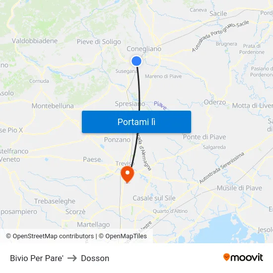 Bivio Per Pare' to Dosson map